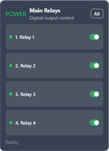 ForgeUI Relay Panel showing independent multi-channel relay controls